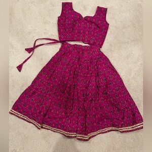 Toddler Girl Lengha Size 18 - simple cotton outfit with only pattern work